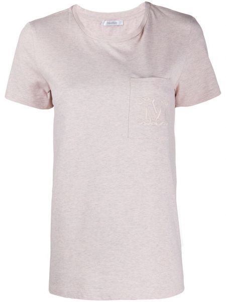 T-krekls ar izšuvumiem ar kabatām Max Mara rozā