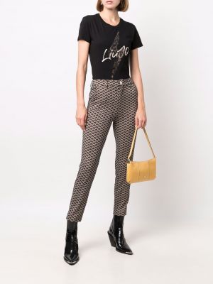 Pantalones ajustados con estampado con estampado geométrico Liu Jo marrón