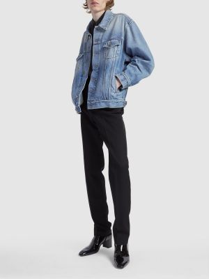 Bavlnená džínsová bunda Saint Laurent modrá