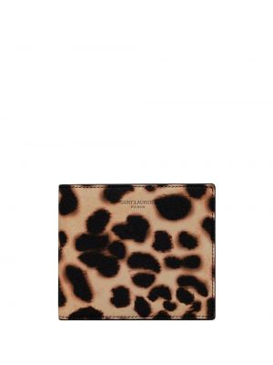 Kožená peňaženka s potlačou s leopardím vzorom Saint Laurent čierna