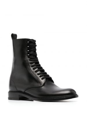 Nėriniuotos iš natūralios odos auliniai batai su raišteliais Saint Laurent juoda