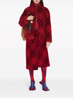 Oboustranná kostkovaná fleecová bunda Burberry červená