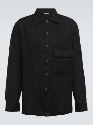 Bavlněná lněná košile Barena Venezia černá
