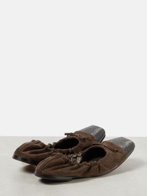 Szarvasbőr balerina cipők Brunello Cucinelli bézs