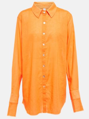 Bavlnená ľanová košeľa Bananhot oranžová