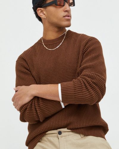 Sweter bawełniany Abercrombie & Fitch brązowy