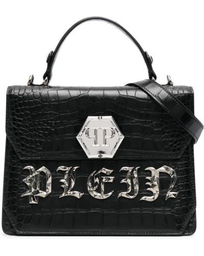 Lær shoppingbag Philipp Plein svart