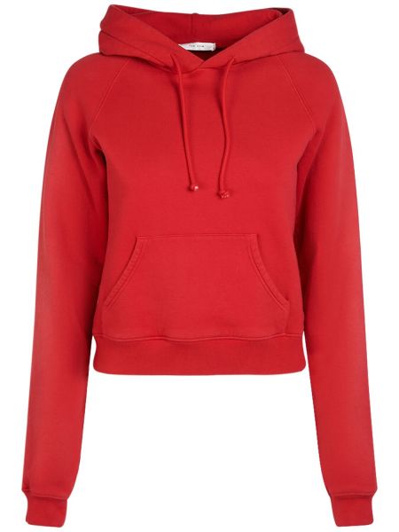 Pamučna hoodie s kapuljačom od jersey The Row crvena