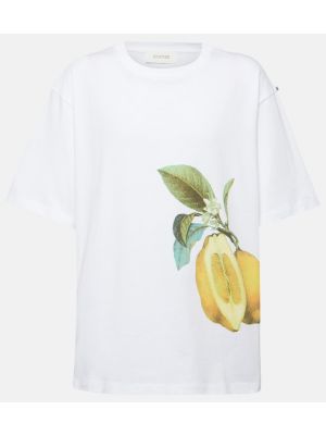 Kokvilnas t-krekls ar apdruku džersija Sportmax balts