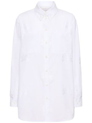 Koszula bawełniana żakardowa Burberry biała