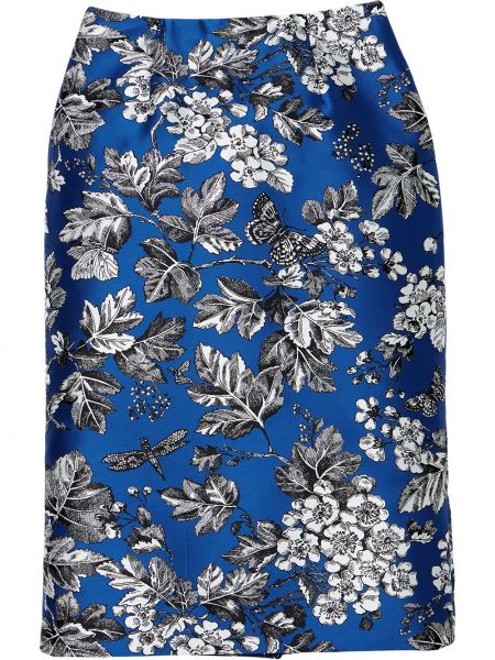 Falda de tubo ajustada de flores con estampado Carolina Herrera azul