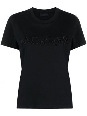 Bavlněné tričko s výšivkou Moncler šedé