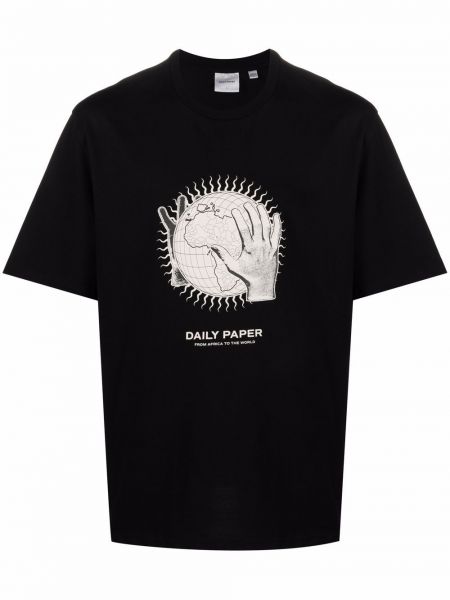 Camiseta de algodón con estampado Daily Paper negro