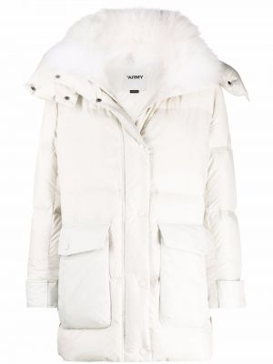 Péřový kabát s kapucí Yves Salomon bílý