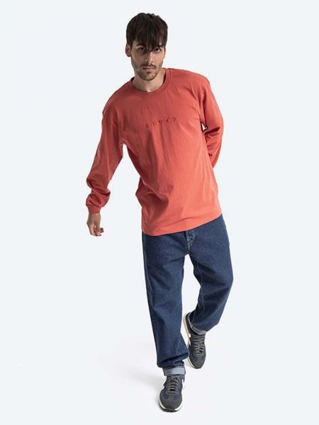 Μακρυμάνικη μακρυμάνικη μπλούζα με κέντημα Edwin κόκκινο