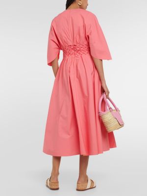 Bavlněné midi šaty Roksanda růžové