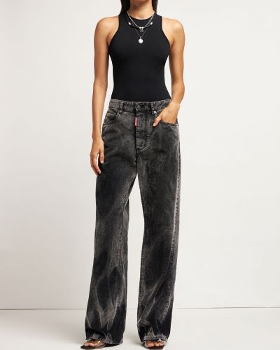 Jeansy sztruksowe relaxed fit Dsquared2 czarne
