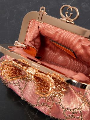 Satīna clutch somiņa ar banti Gucci rozā