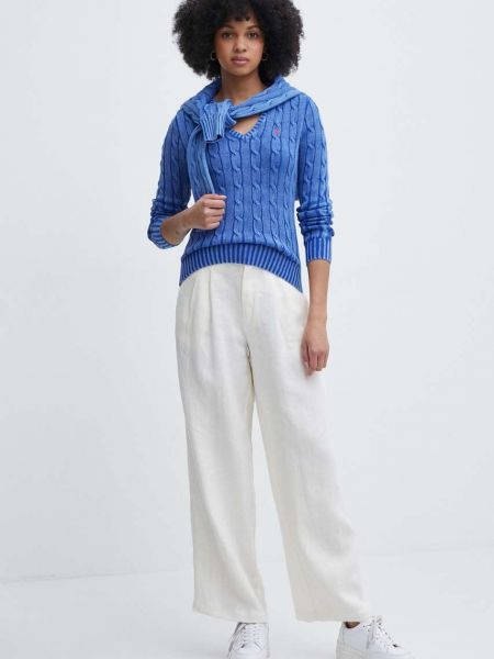 Sweter bawełniany Polo Ralph Lauren niebieski