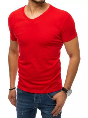 Czerwona koszulka z dekoltem w serek Dstreet