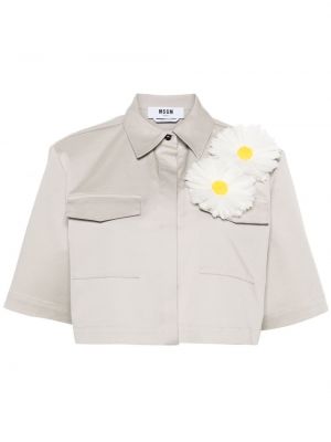 Chemise à fleurs avec applique Msgm gris