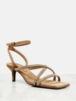 Sandale din piele de căprioară Brunello Cucinelli maro