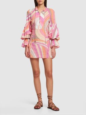 Mini vestido de algodón de muselina Pucci rosa