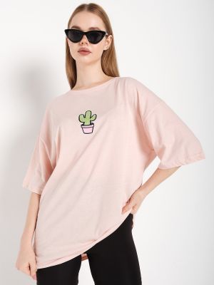 Koszulka z nadrukiem oversize K&h Twenty-one różowa