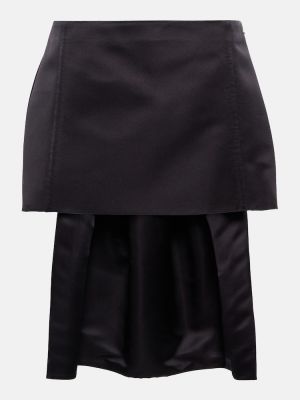 Hedvábné saténové mini sukně Prada černé