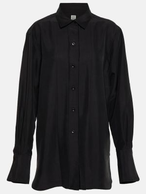 Oversize копринена риза Toteme черно