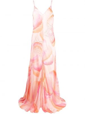 Svilena koktel haljina s printom Forte_forte ružičasta