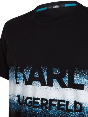 Bavlněné tričko s potiskem s přechodem barev Karl Lagerfeld černé