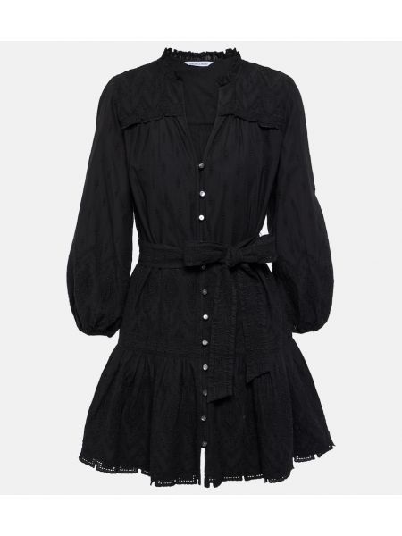 Mini vestido con bordado de algodón Veronica Beard negro
