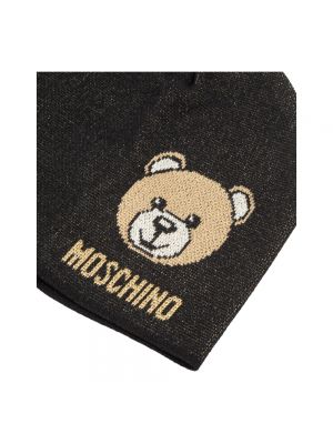 Dzianinowa czapka z daszkiem Moschino czarna