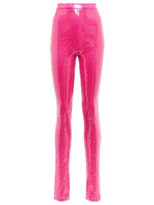 Pantaloni cu picior drept cu talie înaltă slim fit David Koma roz