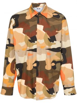 Chemise en coton à imprimé à imprimé camouflage Msgm