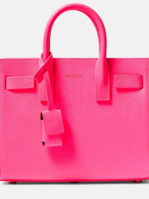 Кожени шопинг чанта Saint Laurent розово