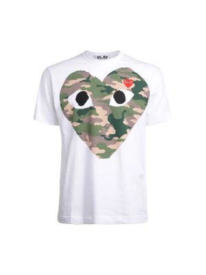 Herzmuster hemd mit camouflage-print Comme Des Garçons Play weiß