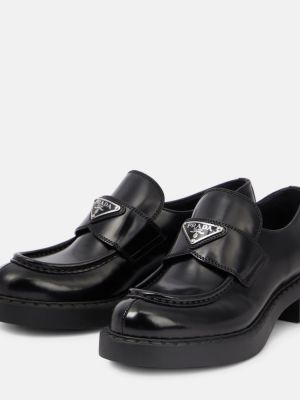 Pantofi loafer din piele cu platformă Prada negru