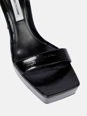 Lakované kožené sandály na platformě Victoria Beckham černé
