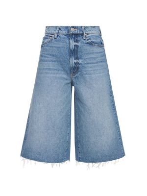 Bombažne kratke jeans hlače Mother modra