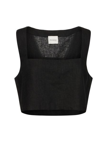 Crop top de lino Posse negro