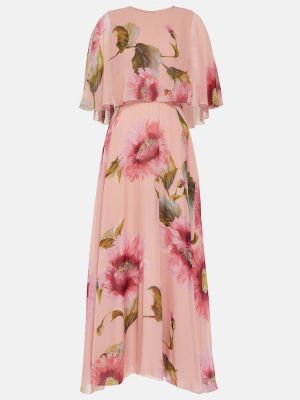 Vestito lungo di seta a fiori Giambattista Valli rosa