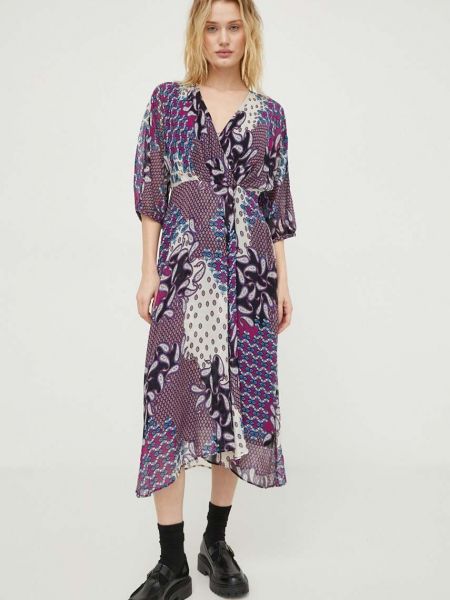 Шелковое платье мини Ba&sh фиолетовое