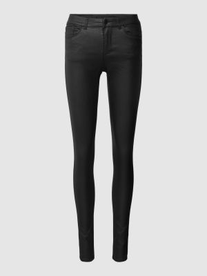 Spodnie skórzane skinny fit Vero Moda czarne