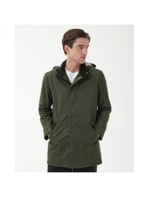 Abrigo de invierno de algodón con capucha impermeable Barbour verde