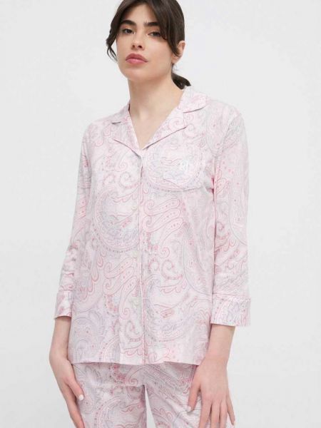 Pidžama Lauren Ralph Lauren ružičasta