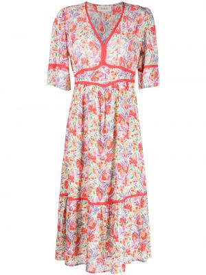 Krepové kvetinové šaty s potlačou Ba&sh fialová