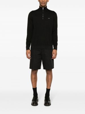 Kokvilnas džemperis ar rāvējslēdzēju Calvin Klein melns