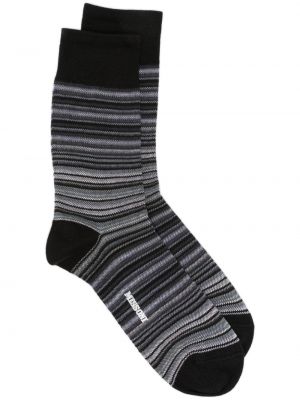Pleteni bombažne nogavice s črtami Missoni črna